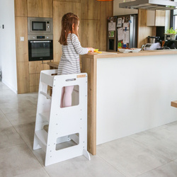 KiddyMoon Lernturm Küchenhelfer für Kinder ab 1 Jahr, Höhenverstellbar ST-003, weiß