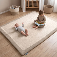 KiddyMoon Weiche Spielmatte für Kinder, rutschfest, rechteckig, Beige
