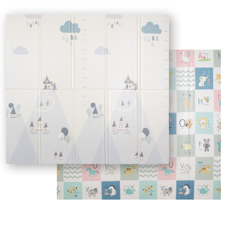KiddyMoon Babymatte Zweiseitige Krabbelmatte Schaumstoffmatte Für Kinder Kindermatte Kindgerechte Muster Spielplatz Entwicklung Sicherer Und Bequemer Ideal Für Drinnen Und Draußen, Grau-Bergen, 180x200x1,5cm