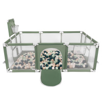 Laufstall Baby Großer Spielplatz mit Bällen Laufgitter für Kinder, grün:dunkeltürkis/pastellbeige/weiß/minze, 200 Bällen