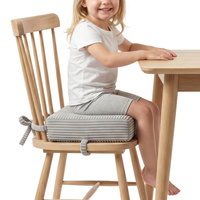 KiddyMoon Sitzerhöhung Für Kinder, Sitzkissen Für Kinderstuhl Mit 10 Cm Höhe, Waschbarem Bezug Und Bindebändern, hellgrau, 33x33x10