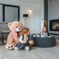 KiddyMoon Bällebad Bällepool mit bunten Bällen ∅ 7Cm  für Babys Kinder Rund, Dunkelgrau, 90 x 30 cm 200 Bälle