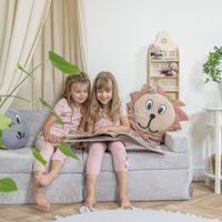 KiddyMoon Kindersofa aus Schaumstoff Spielsofa für Kinder Schlafsofa Kindersessel Sofa für Kinderzimmer Kindercouch Faltmatratze, hellgrau, 140x55x30 cm