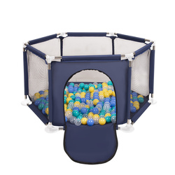 Sechseckiger Laufstall mit Bällen Laufgitter für Kinder, Blau:türkis/blau/gelb/transparent, 200 Bälle