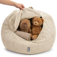 KiddyMoon Sitzsack für Kinder 2-in-1 Spielzeug Aufbewahrung 80x80x50cm, Beige
