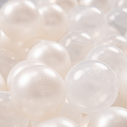 KiddyMoon Kinder Bälle für Bällebad Baby Spielbälle Plastikbälle ∅7cm Made in EU, perle/transparent, 50 Bälle/7cm