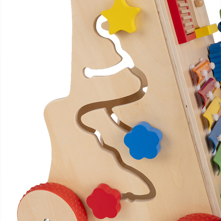 KiddyMoon Lauflernwagen aus Holz für Babys und Kleinkinder, Lauflernhilfe WK-002 Mehrfarbig, Griff Verstellbar