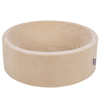 KiddyMoon Rund Bällebad Velvet ∅ 7Cm, sandbeige, 90x30cm/KEINE Bälle