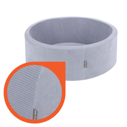 KiddyMoon Bällebad Kinder Schaumstoff Mit Bälle Für Baby ab 1 Jahr, dunkelgrau: perle/grau/transparent/babyblau, 90x30cm/300 Bälle