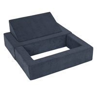 KiddyMoon Kindersofa Modular mit Weichem Zwickel und Bällen Für Kinderzimmer Bequem Vielseitig Gerippter Stoff Abnehmbarer Bezug Perfekt zum Spielen und Entspannen, dunkelblau, Sofa/Zwickel