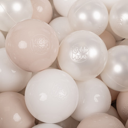 KiddyMoon Kinder Bälle für Bällebad Baby Spielbälle Plastikbälle ∅7cm Made in EU, pastellbeige/weiß/perle, 50 Bälle/7cm