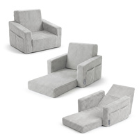 KiddyMoon Klappbarer Kindersessel aus Schaumstoff Kindersofa, hellgrau, UNI
