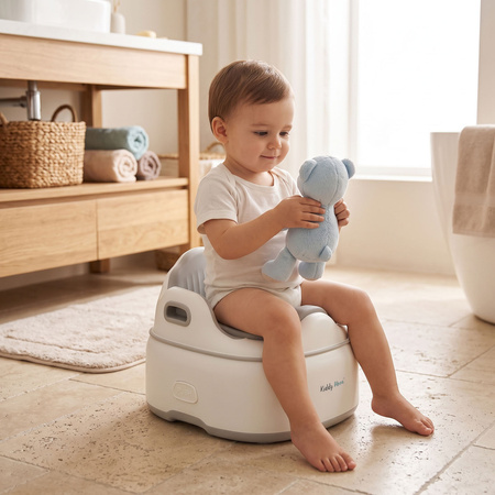 KiddyMoon Töpfchen für Kinder Ergonomisch Toilettentrainer Abschließbarer Deckel, Grau, UNI