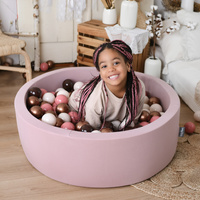 KiddyMoon Bällebad Bällepool mit bunten Bällen ∅ 7Cm  für Babys Kinder Rund, Herbst:braun/kupferrot/pastellbeige/lachsfarben, 90 x 30 cm 300 Bälle