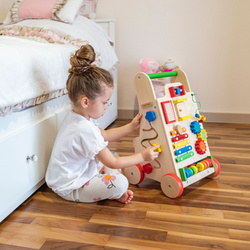KiddyMoon Lauflernwagen aus Holz für Kinder Lauflernhilfe Spaß Babys, Laufen Lernen, Multifunktion Holzspielzeug für Kleinekinder Montessori-Spielzeug,, Mehrfarbig, Standard