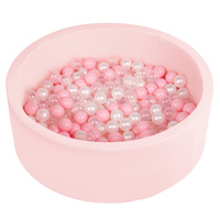 Bällebad Bällepool für Baby Kinder mit 200 bunten Bällen Rund, rosa: puderrosa/perle/transparent, 90x30cm/200 Bälle