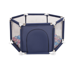 Sechseckiger Laufstall mit Bällen Laufgitter für Kinder, Blau:babyblau/puderrosa/perle, 400 Bälle