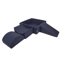 KiddyMoon Spielplatz aus Schaumstoff mit Quadrat Bällebad Bälle Hindernisläufen, dunkelblau:perle/grau/transparent/babyblue/minze, Bällebad (200 Bälle) + Version 4