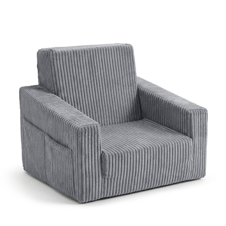 KiddyMoon Klappbarer Kindersessel aus Schaumstoff Kindersofa, dunkelgrau, UNI