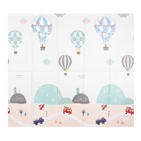 KiddyMoon Babymatte Zweiseitige Krabbelmatte Schaumstoffmatte Für Kinder Kindermatte Kindgerechte Muster Spielplatz Entwicklung Sicherer Und Bequemer Ideal Für Drinnen Und Draußen, Grau- Luftballons, 180x200x1cm