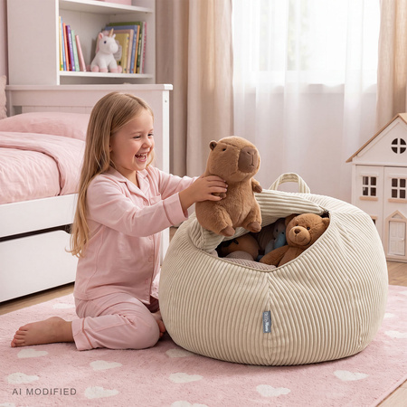 KiddyMoon Kindersitzsack Organizer Polyester mit Reißverschluss Sitzfunktio, beige, Sack