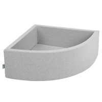 KiddyMoon Viertel Eckig Bällebad Bällepool ∅ 7Cm Ballgruben Für Babys Spielbad Kleinkinder, Hergestellt in der EU, hellgrau, 90x30cm/KEINE Bälle