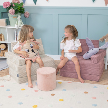 KiddyMoon Kindersofa aus Schaumstoff, Spielsofa für Kinder, Kindersessel, Sofa fürs Kinderzimmer, Kindercouch, Faltmatratze, violett, Kindersofa