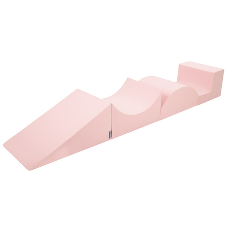 KiddyMoon Spielplatz aus Schaumstoff mit Bällebad und Bällen Hindernisläufen, pink:puderrosa/perle/transparent, Bällebad (200 Bälle) + Version 5