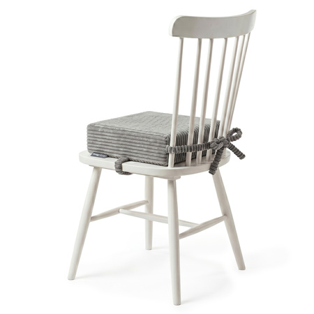KiddyMoon Sitzerhöhung Für Kinder, Sitzkissen Für Kinderstuhl Mit 10 Cm Höhe, Waschbarem Bezug Und Bindebändern, dunkelgrau, 33x33x10