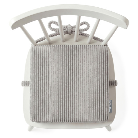KiddyMoon Sitzerhöhung Für Kinder, Sitzkissen Für Kinderstuhl Mit 10 Cm Höhe, Waschbarem Bezug Und Bindebändern, hellgrau, 33x33x10