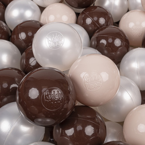 KiddyMoon Kinder Bälle für Bällebad Baby Spielbälle Plastikbälle ∅7cm Made in EU, pastellbeige/braun/perle