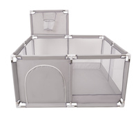 Laufstall mit Korb und Bällen Laufgitter für Kinder, grau: grau/weiß/transparent/babyblue, 400 Bälle