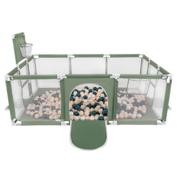 Laufstall Baby Großer Spielplatz mit Bällen Laufgitter für Kinder, grün:dunkeltürkis/pastellbeige/perle, 400 Bälle