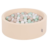 KiddyMoon Bällebad Bällepool mit bunten Bällen ∅ 7Cm für Babys Kinder Rund, Beige, 90 x 30 cm 200 Bälle