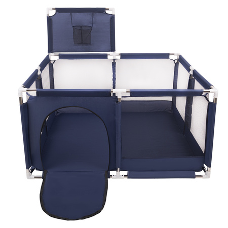 Laufstall mit Korb und Bällen Laufgitter für Kinder, Blau:türkis/blau/gelb/transparent, 200 Bälle