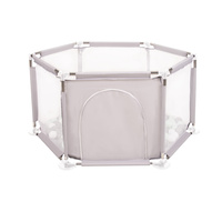 Sechseckiger Laufstall mit Bällen Laufgitter für Kinder, Grau:weiß/grau/minze, 200 Bälle