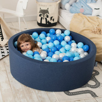 KiddyMoon Bällebad Bällepool mit bunten Bällen ∅ 7Cm  für Babys Kinder Rund, dunkelblau, 90 x 30 cm 200 Bälle