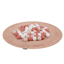 MW-105V-51 KiddyMoon Matte und Sack für Balle und Spielzeuge 2in1 mit Kordelzug, wüstenrosa: pastellbeige/lachsfarben/weiß, XL/100 Bälle