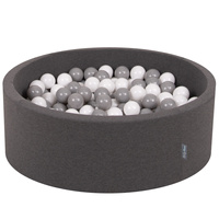 KiddyMoon Bällebad Bällepool mit bunten Bällen ∅ 7Cm  für Babys Kinder Rund, Dunkelgrau, 90 x 30 cm 200 Bälle