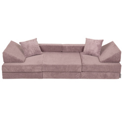 KiddyMoon Kindersofa aus Schaumstoff Spielsofa für Kinder Schlafsofa Kindersessel Sofa für Kinderzimmer Kindercouch Faltmatratze, violett, Kindersofa mit 2 Kissen