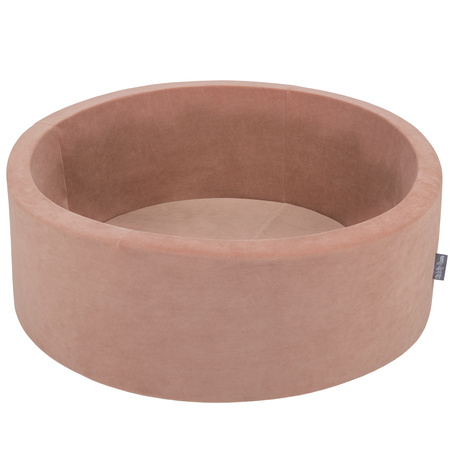 KiddyMoon Bällebad Bällepool mit bunten Bällen ∅ 7Cm  für Babys Kinder Rund, Kaffee:pastellbeige/braun/weiß, 90x30cm/200 Bälle