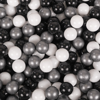 KiddyMoon Kinder Bälle für Bällebad Baby Spielbälle Plastikbälle ∅7cm Made in EU, weiß/schwarz/silbern, 300 Bälle/7cm