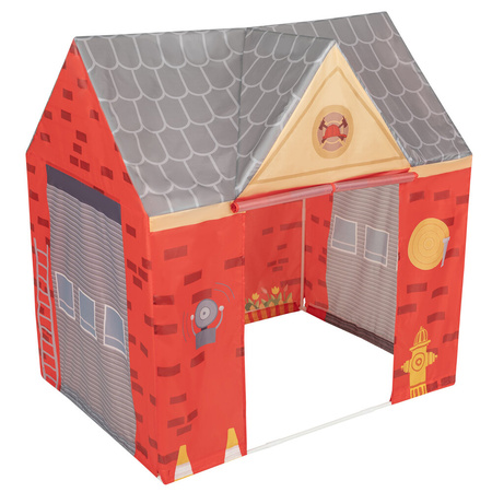 Spielhaus Spielzelt Feuerwehrhaus Faltbares Für Kinder Realistisches Design Langlebige Und Sichere Materialien Leicht Zu Montieren Perfekt Für Drinnen Und Draußen, rot-grau, Keine Bälle