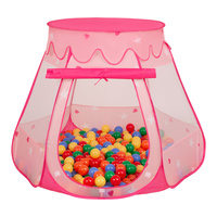 Baby Spielzelt Mit Plastikbällen Für Kinder Leicht und Kompakt ideal für Drinnen Und Draußen Fördert Sensorische Integration Schneller Aufbau, pink:gelb-grün-blau-rot-orange, 200 Bällen