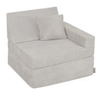 KiddyMoon Kindersessel aus Schaumstoff Sessel für Kinder Kinderzimmer Faltmatratze Relaxsessel Kuschelsessel, hellgrau, Kindersofa mit Kissen