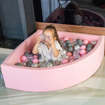 KiddyMoon Bällebad Bällepool mit bunten Bällen ∅ 7Cm  für Babys Kinder Rund, pink:perle/grau/pink, 90 x 30 cm 300 Bälle