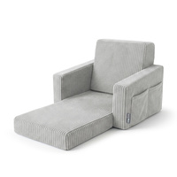 KiddyMoon Klappbarer Kindersessel aus Schaumstoff Kindersofa, hellgrau, UNI