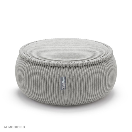 KiddyMoon Kinderpouf aus Schaumstoff mit abnehmbarem Bezug, hellgrau, M