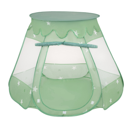 Baby Spielzelt Mit Plastikbällen Für Kinder Leicht und Kompakt ideal für Drinnen Und Draußen Fördert Sensorische Integration Schneller Aufbau, minze:grau/weiß/türkis, 100 Bällen