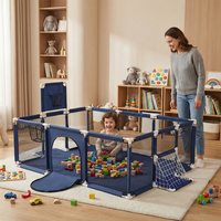 Laufstall Baby Großer Spielplatz mit Bällen Laufgitter für Kinder, Dunkelblau, Keine Bälle